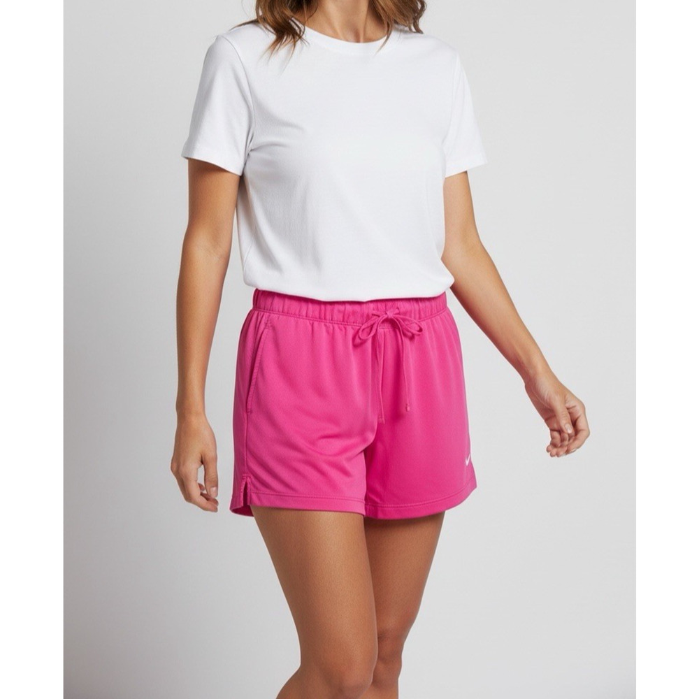 Nike Dri Fit Women's Pink Athletic Shorts Sz Small S Elastic Draw String Pockets